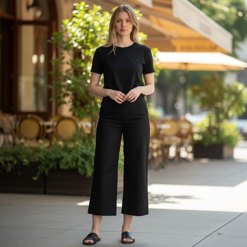 Mossimo Street Black Cropped Wide Leg Dress‎ Pants Career Casual stretch Y2K